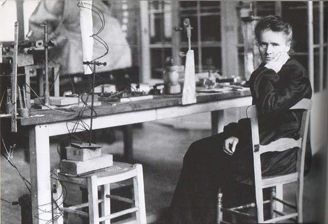 ?Marie Curie in her laboratory