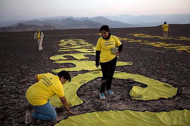 Greenpace akció a Nazca-vonalaknál