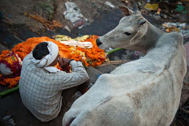 Halottégetés Varanasiban, Indiában