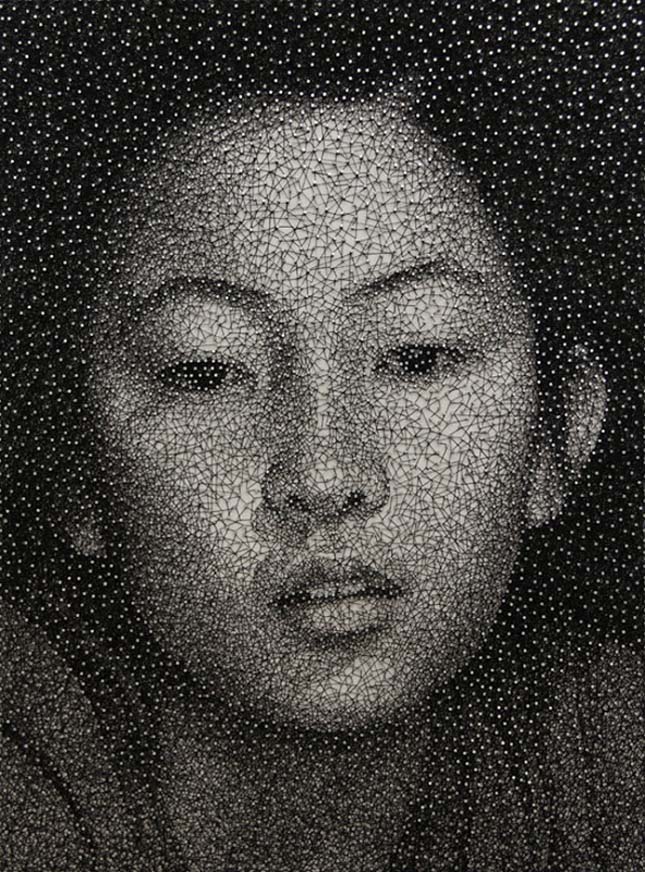Kumi Yamashita cérnából készült portréi