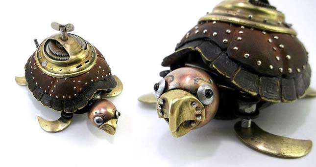 steampunk szobrok