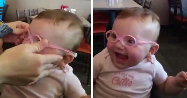 Először próbálta ki a szemüvegét a kislány