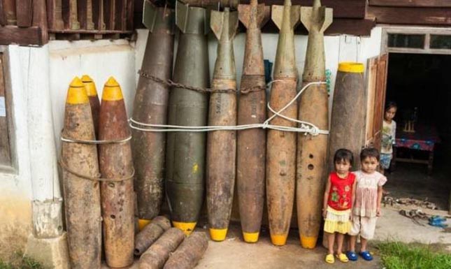 Lövedékekből készült használati tárgyak Laoszban