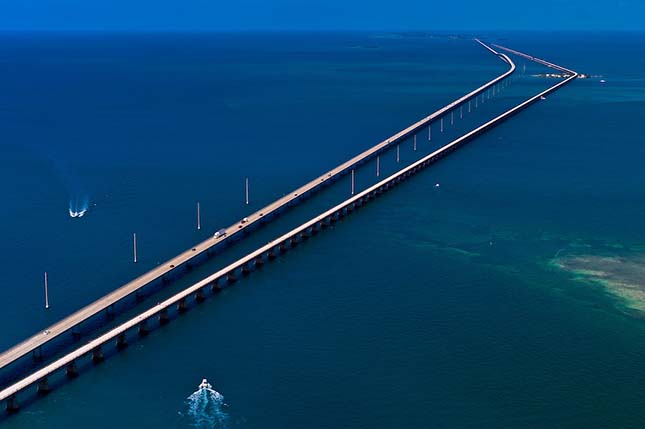 Aerial View of the Seven Mile Bridge, Florida Keys, Florida USA