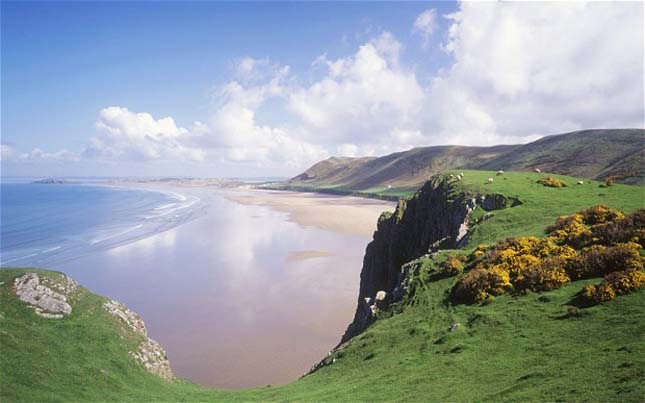 Rhossili Bay, Swansea, Wales, Nagy-Britannia